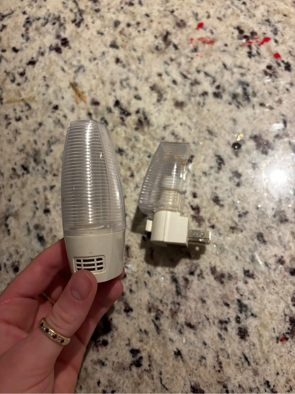 Pair of White Plug-In Night Lights with Clear Ribbed Covers